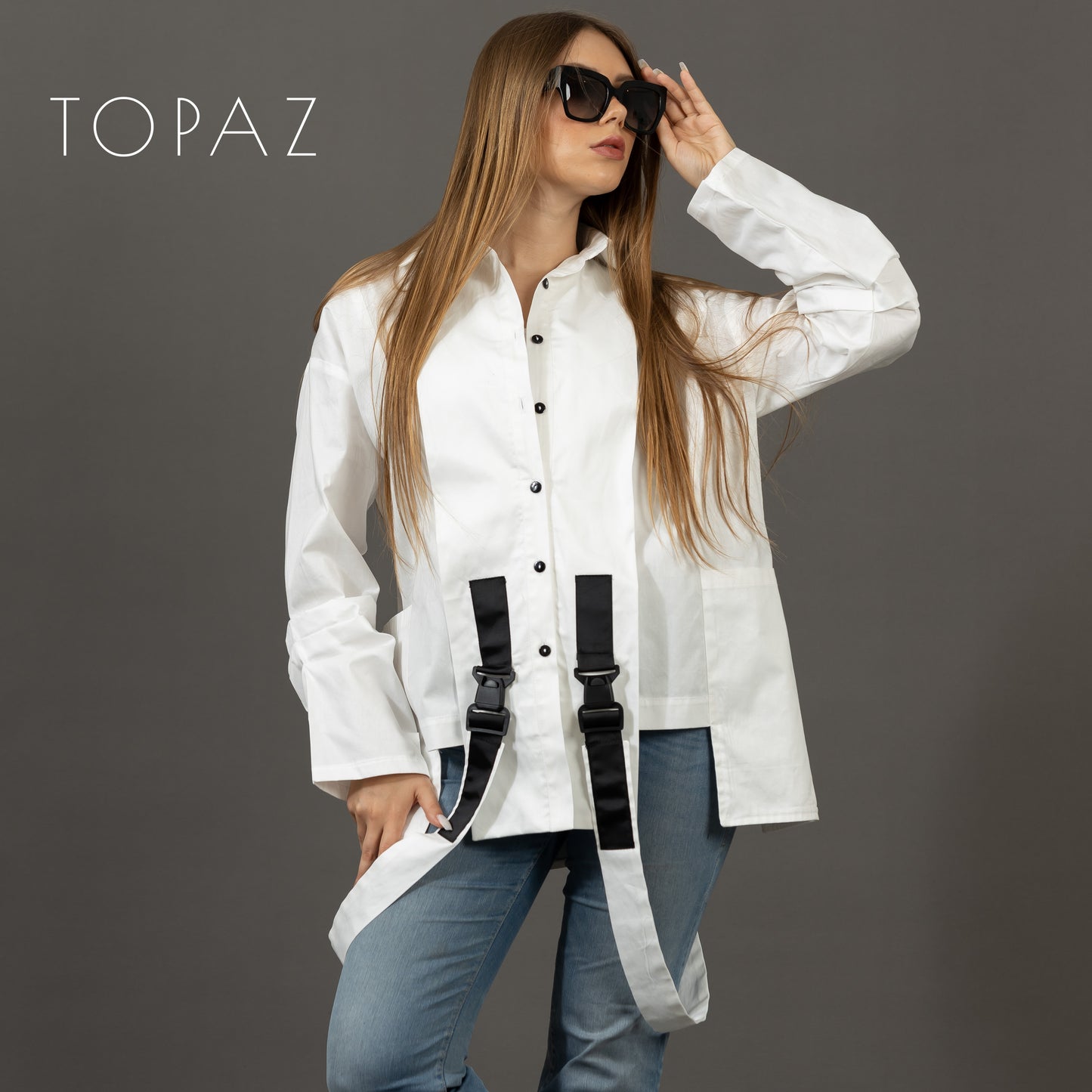 Poplin Shirt with Buckles