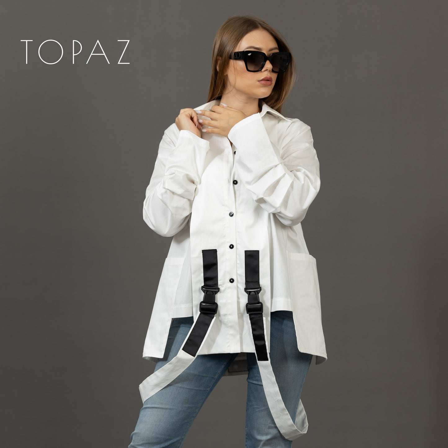 Poplin Shirt with Buckles