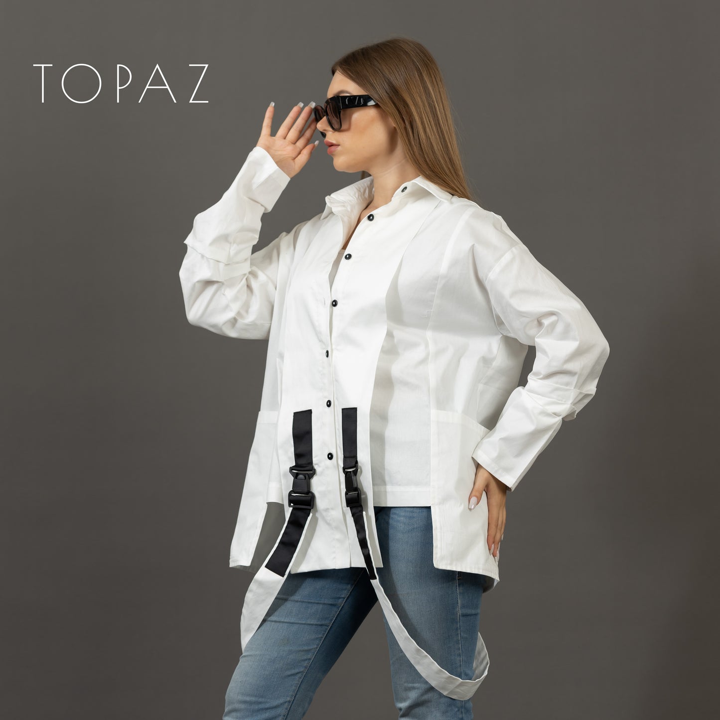 Poplin Shirt with Buckles