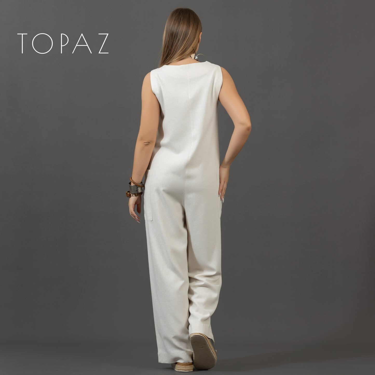 Linen Jumpsuit with Zipper