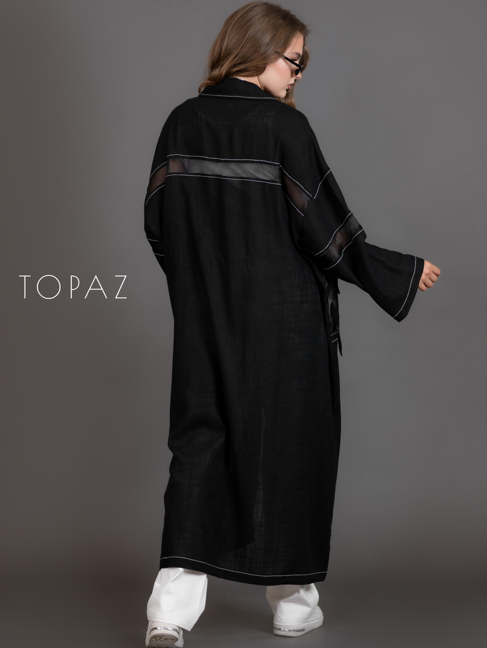 Linen Cardigan With Organza