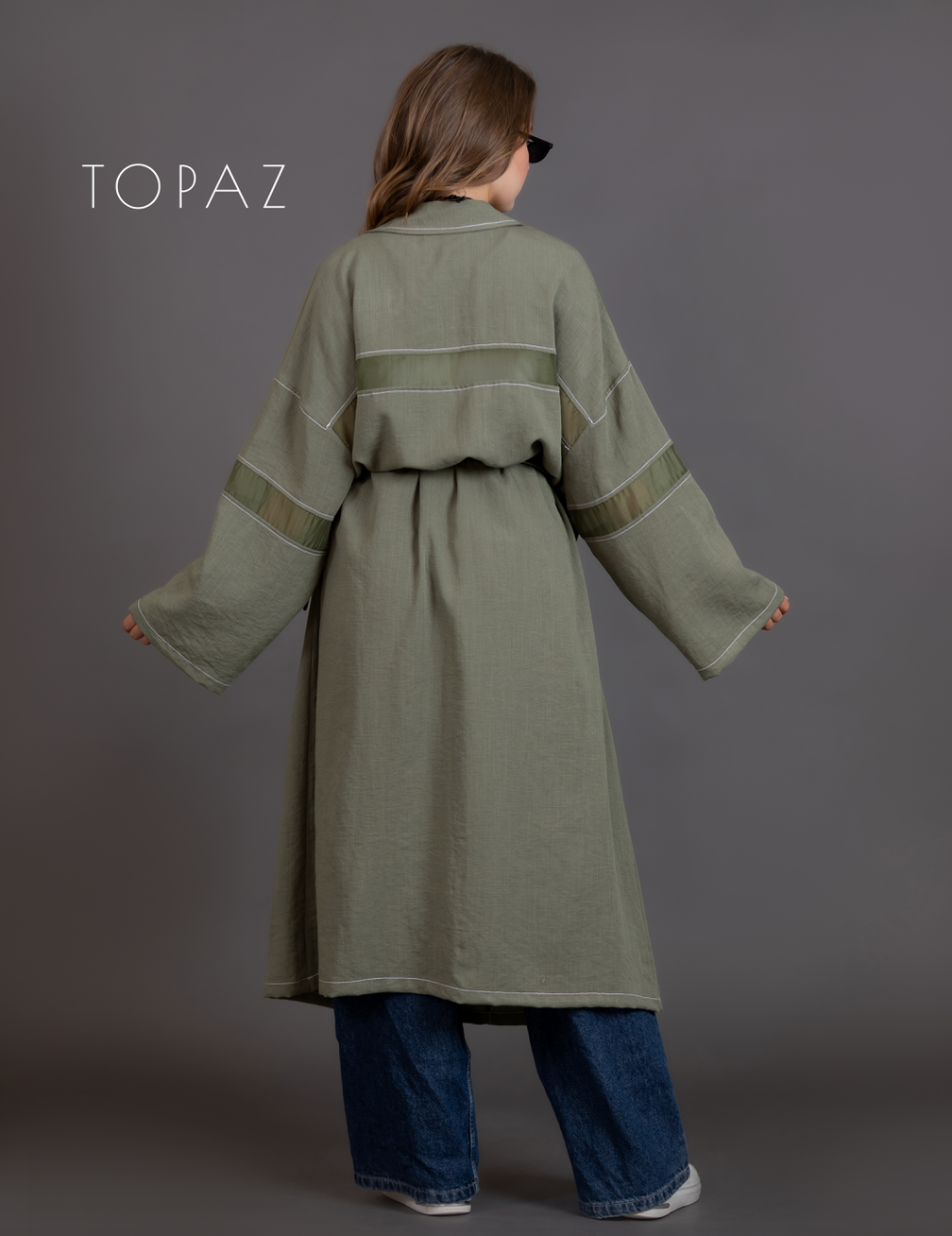 Linen Cardigan With Organza