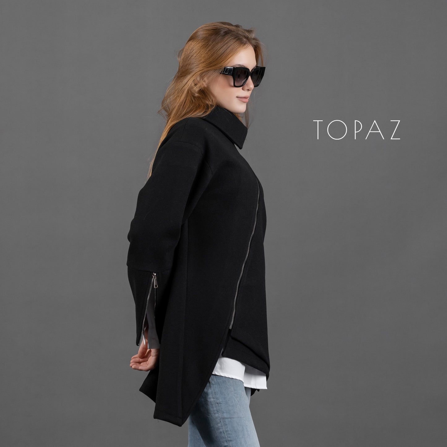 Jacket with Diagonal Zipper