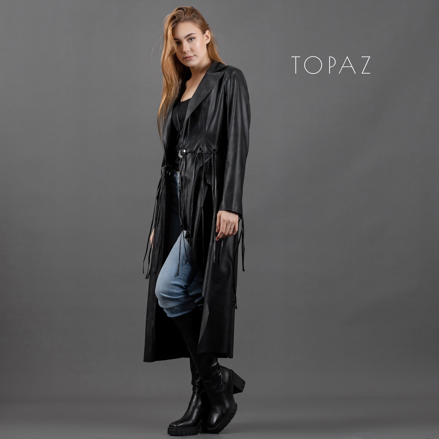 Leather Coat with Fringes