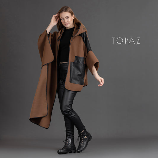 Cape with Leather Detailing