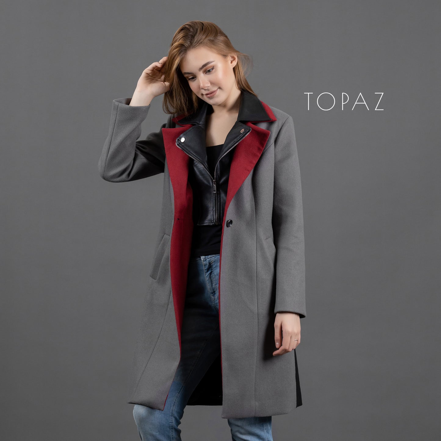 Coat with Removeable Leather Vest