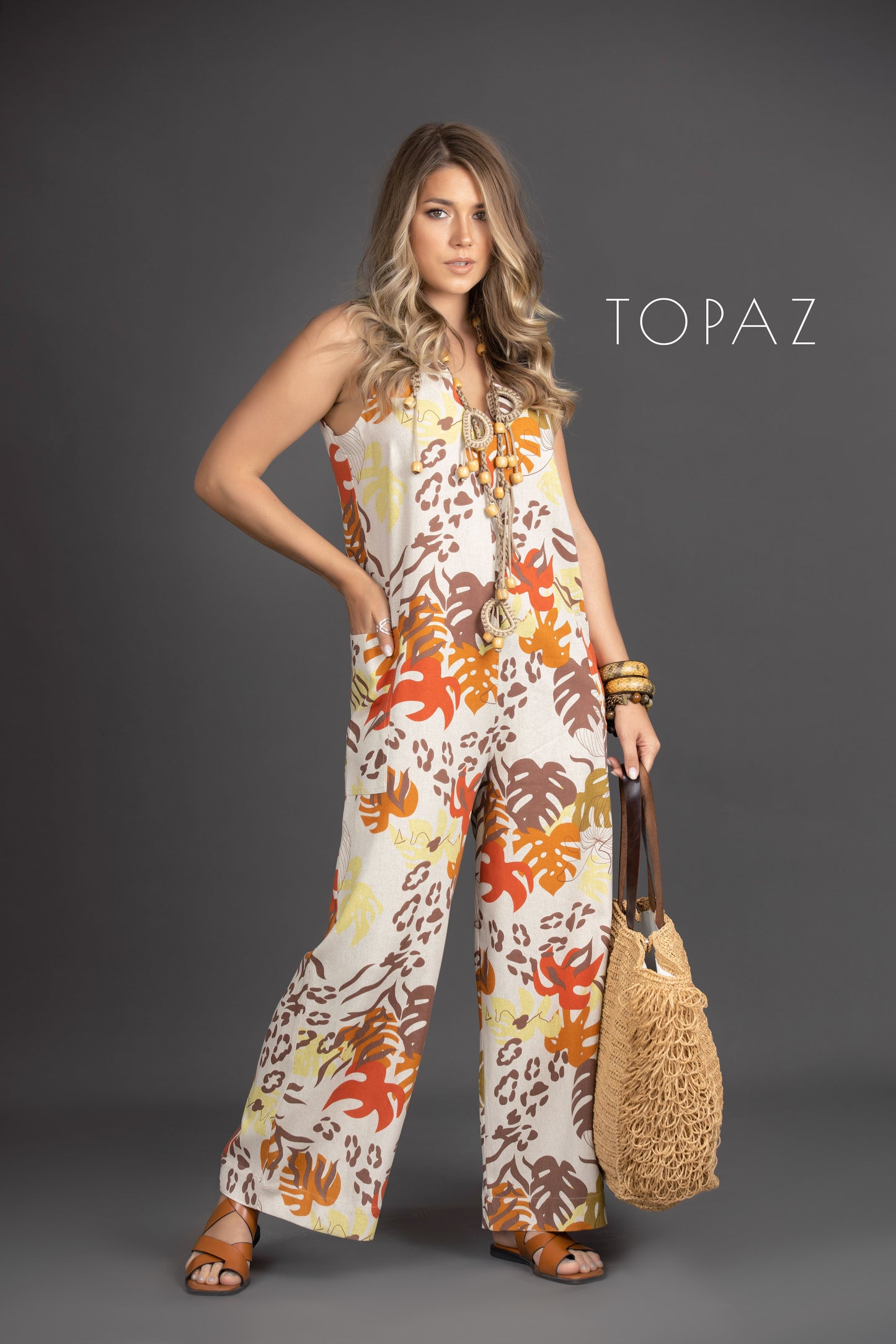 Floral-printed Linen Jumpsuit